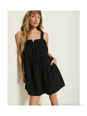 Nation LTD Los Angeles Calaribel Mini Dress Jet Black Babydoll Women's Large